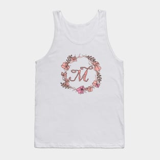 Letter M Rose Pink Initial Monogram - Letter m Tank Top